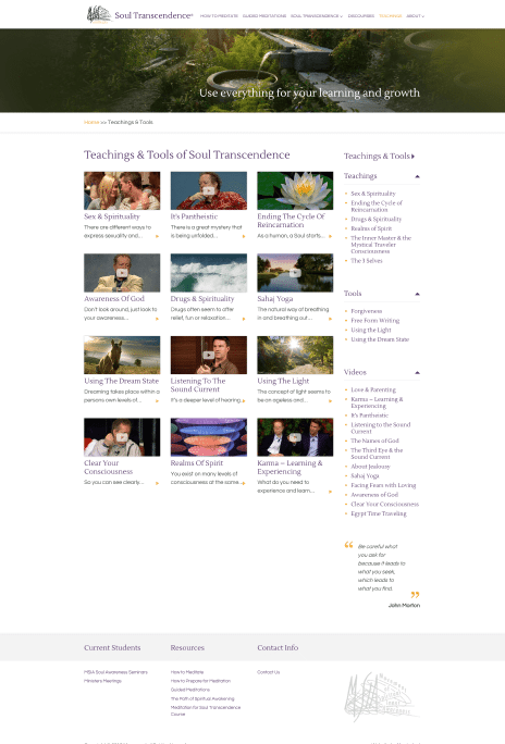 Image of the MSIA Australia website design - teachings page