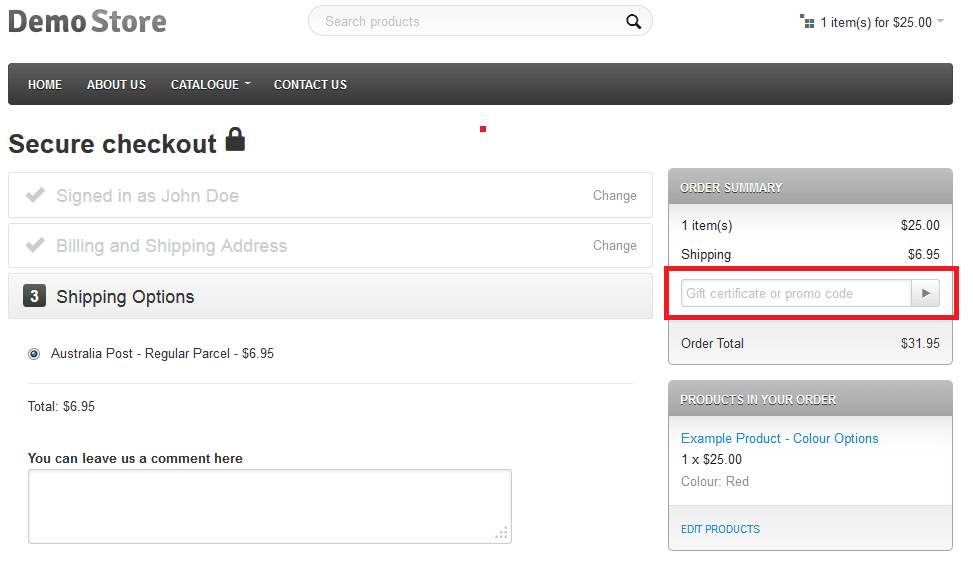 Code and Certificates section at checkout